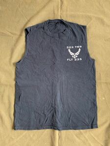 米軍 放出品 タンクトップ Tシャツ ソルジャーカスタム 黒 ブラック 322 TRS FLT 235 LEGEND ブルー ハット 青いイナズマ USAF 空軍 T