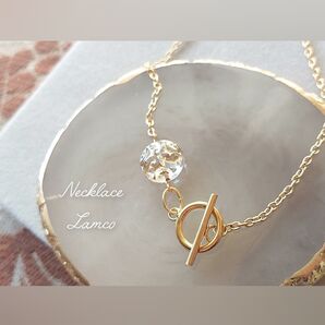 ヨーロピアンガラス チェコガラス 透明 ゴールド ステンレス ネックレス
