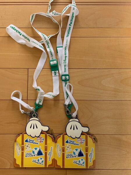 2個セット◆TDR バケーションパッケージ チケットホルダー ネックストラップ 東京ディズニーランド パスケース ミッキーマウス