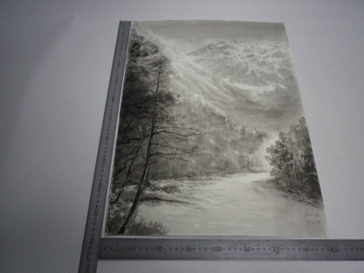 Pintura Kamikochi a 3 tintas [Masayasu Sakagauchi] Original dibujado a mano por el autor Papel Hahnemühle genuino tamaño P10 [con dibujo de prueba en el reverso] (artículo de almacenamiento envejecido) [Envío gratis] 00700165, Obra de arte, Cuadro, Pintura en tinta