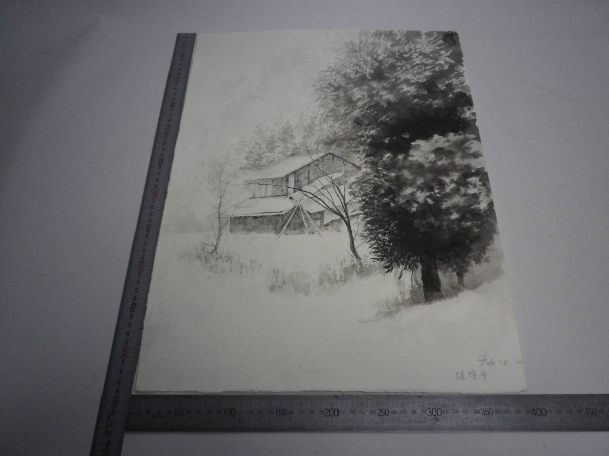 Kyoto Kitayama 8 ~ 9 (dibujo frontal y posterior) Pintura en tinta [Masayasu Sakagauchi] Original del autor Papel Hahnemühle auténtico tamaño P10 (artículo de almacenamiento envejecido) [Envío gratuito] 00700203, Obra de arte, Cuadro, Pintura en tinta