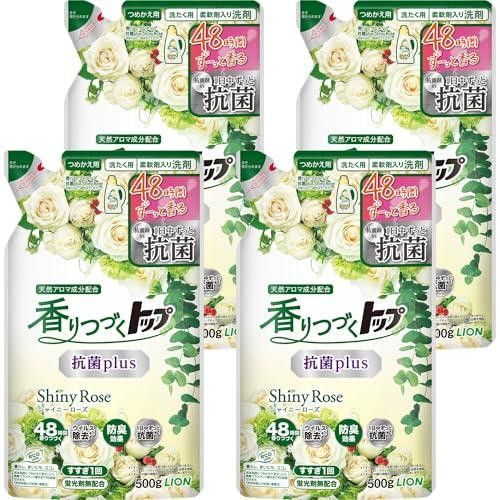まとめ買い香りつづくトップ 抗菌plus シャイニーローズ 柔軟剤入り洗濯洗剤 液体 蛍光剤無配合 詰替 500g×4個セット