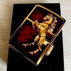 現品限り Zippo ジッポー ライター ウィニング ウィニー ディープレッド ゴールドプレート 競馬 オイルライター ホース