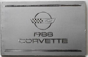 CHEVROLET CORVETTE OWNERS MANUAL '1988