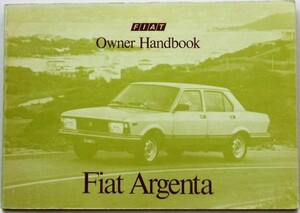 Fiat Argenta OWNER HANDBOOK English version 