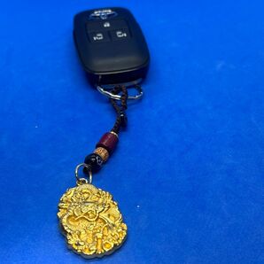 ベトナム砂金 両面龍牌 ドラゴンカード キーペンダント4496-2/3