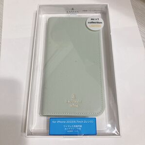 iPhone 14 Plus用 LANVIN en Bleu ブックタイプケース/Mineral Gray×Light Green
