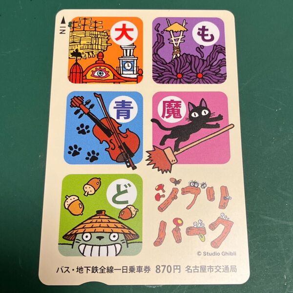 【使用済】名古屋市交通局ジブリパーク開園2周年記念バス・地下鉄全線1日乗車券