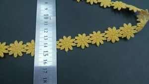 ●送料無料！(NH023)人気の定番柄！ゴールドの小花ケミカルレース(10m)