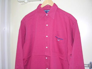 90s ラルフローレン POLO SPORT 刺繍ロゴ 長袖コットンシャツ M 赤 vintage old