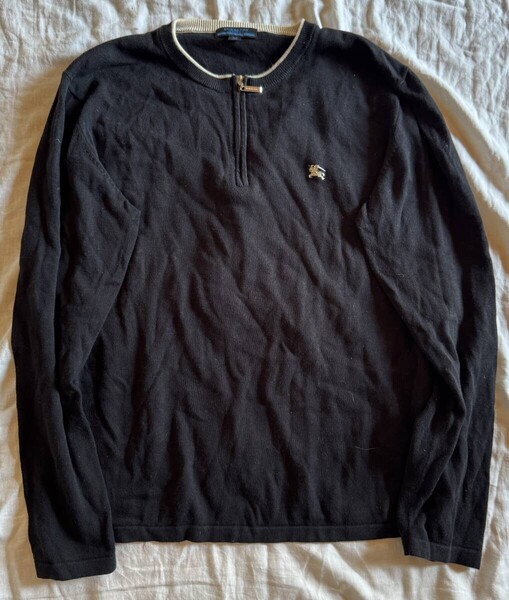 BURBERRY LONDON BLUE LABEL バーバリーロンドンブルーレーベル セーター ニット ジップアップ 黒 M