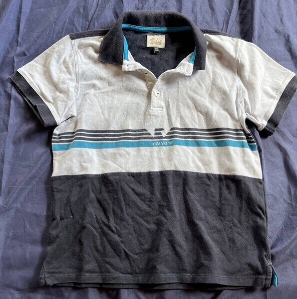 8A(8歳) EMPORIO ARMANI / JUNIOR 定番デザイン 130 アルマーニジュニア ポロシャツ 切り替え