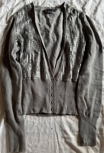 ARMANI EXCHANGE アルマーニ コットン ニット セーター カーディガン スパンコール 高級 m