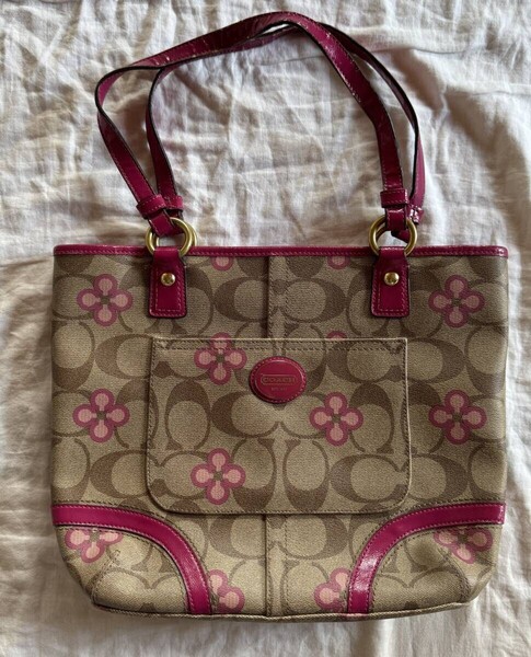 COACH コーチ シグネチャー トートバッグ ハンドバッグ 長期保管品 花柄 持ち手確認 それ以外は美品