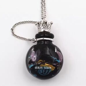 香水ボトル ネックレス 細工 ガラス 小瓶 ロングチェーン レディース
