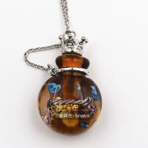 香水ボトル ネックレス 細工 ガラス 小瓶 ロングチェーン レディース