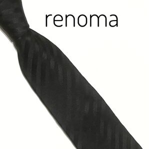 レノマ ネクタイ ブラック系 レジメンタル ストライプ