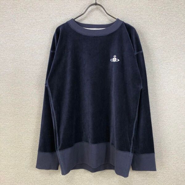 Vivienne Westwood オーブ刺繍 ベロア スウェット L ネイビー