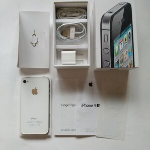 iPhone4s 16GB ホワイト au A1387 MD240J/A 充電ケーブル ACアダプター イヤホン