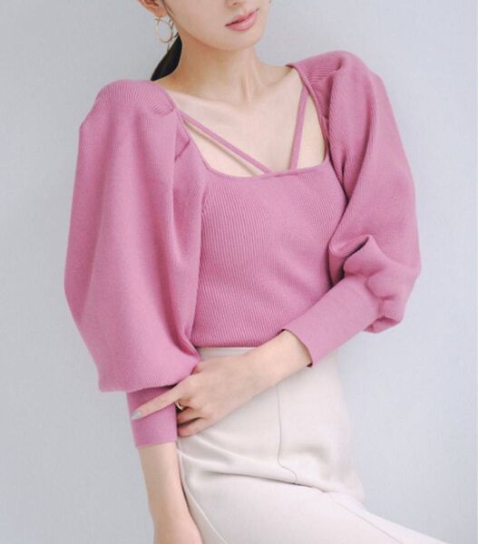 リブニット プルオーバー ボリュームスリーブ スナイデル 好きな方 春服