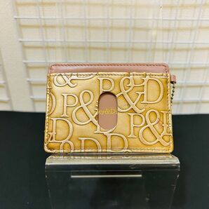 【美品】ピンキーアンドダイアン ブラウン ゴールド カードケース 定期入れ パスケース 男女兼用