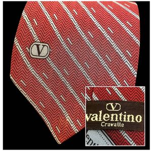 valentino 赤色ストライプ高級新品未使用 ネクタイ大剣細め ネクタイ