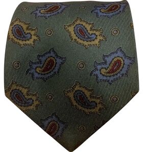 ETRO ペイズリー柄シルクネクタイ グリーン系高級ネクタイ シルク