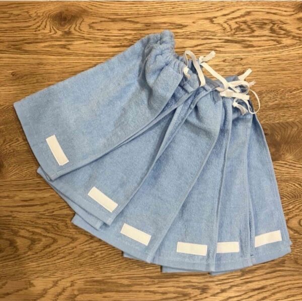 水色 6枚 タオルエプロン おりこうタオル 保育園 おりこうエプロン