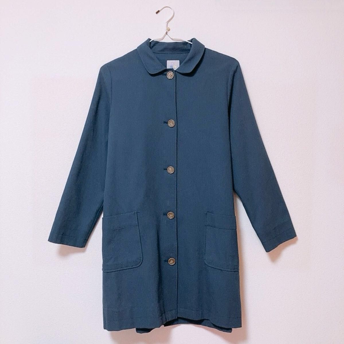 裏地付きステンカラーコート ロングコート 綿100%