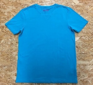 ZARA BASIC ザラ XLサイズ メンズ Tシャツ 『SUPER SLIM FIT』 無地 ストレッチ 丸首 半袖 綿×ポリウレタン 杢水色・ターコイズ系