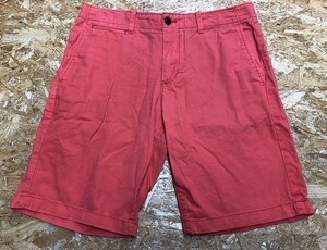 GAP ギャップ サイズ81 メンズ ハーフパンツ チノパンツ ショートパンツ ショーツ 無地 ジップフライ 綿100% サーモンピンク系