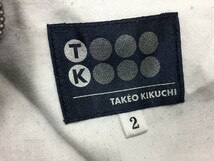 TK TAKEO KIKUCHI タケオキクチ サイズ2 メンズ パンツ ストレート ジップフライ ロング 綿×ポリエステル×ポリウレタン 濃紺×白_画像4