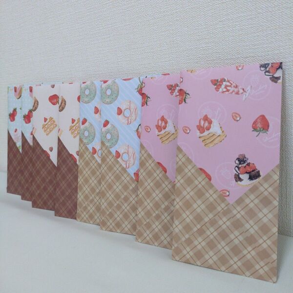 イチゴスイーツ ぽち袋 長封筒 8枚セット ハンドメイド ◇51
