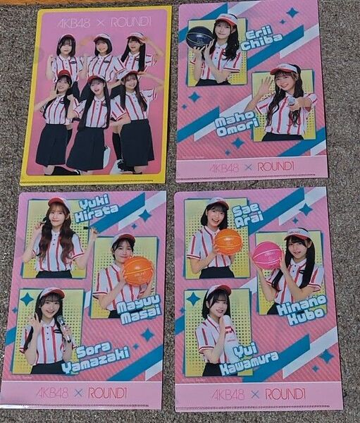 AKB48 ラウンドワン クリアファイル 4種類 コンプリート セット ROUND1 制服