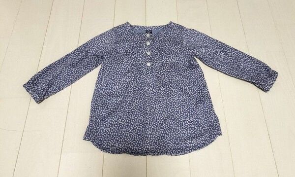 長袖 シャツ 小花柄 青 ベビーGAP 90