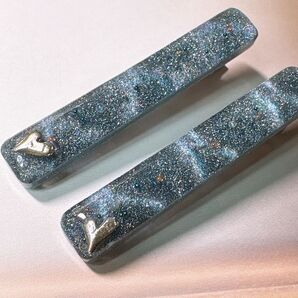 ハンドメイド*ヘアクリップ 髪留め 夜空ハート