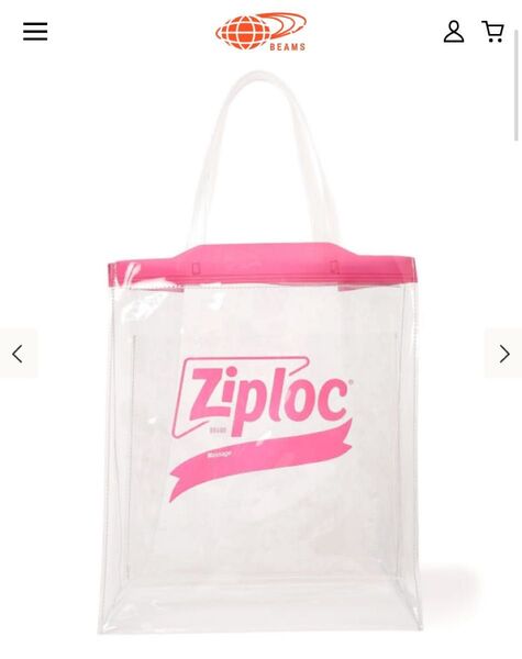 ビームスコラボ Ziploc ピンク クリアバックL