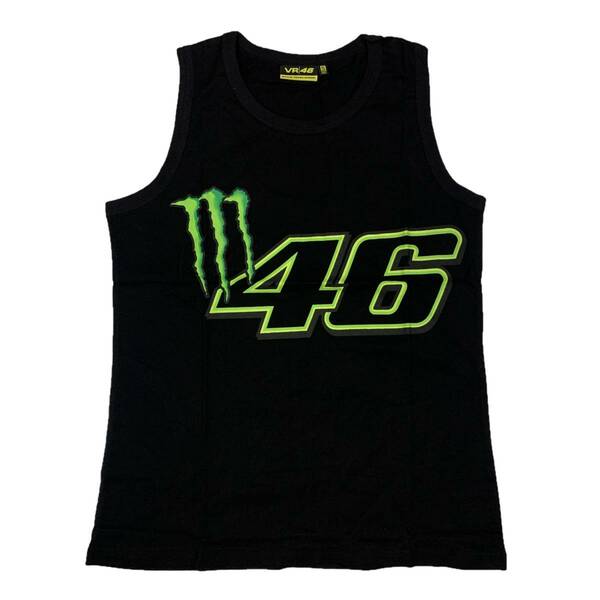 VR46 MONSTER ENERGY モンスターエナジー ビッグ46ロゴ タンクトップ（ブラック）(L) 【並行輸入品】