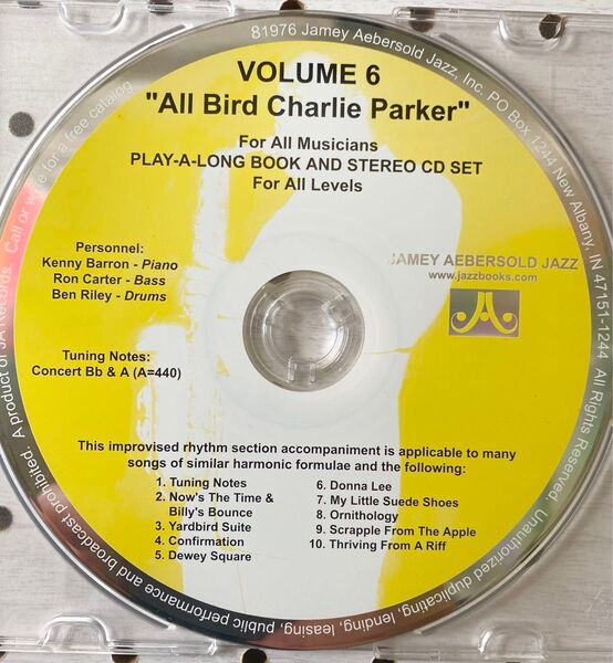 【チャーリー・パーカー練習用・CD1枚】ジェイミー・プレイアロング Vol.6