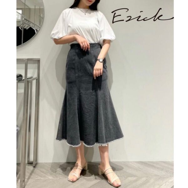 【美品】Ezick(エジック) デニムマーメイドスカート グレー S 定価8800円 ロングスカート フレアスカート ボトムス