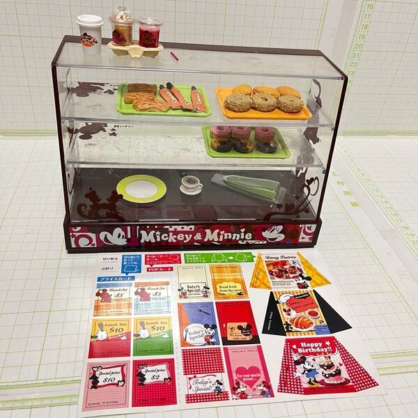 ミッキー&ミニー ショップディスプレイケース ペーパークラフトPOP&『ぷちドーナツ』(2006年)から3セット
