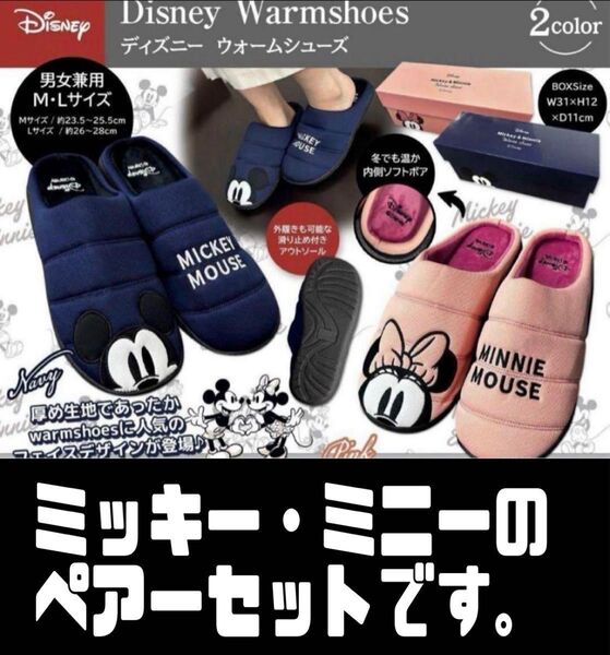 【匿名発送 即日発送】 ディズニーwarmshoes スリッパ ルームシューズ