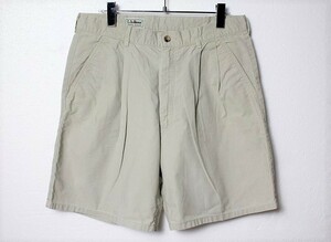 90's LLBEAN LLビーン TROPIC WEIGHT 2タック コットンショーツ (32) ポプリン ショートパンツ 90年代 旧タグ カーキ系