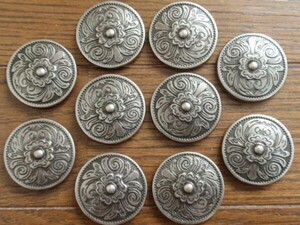 唐草花模様 コンチョ 3.0cm 10個 レザークラフト