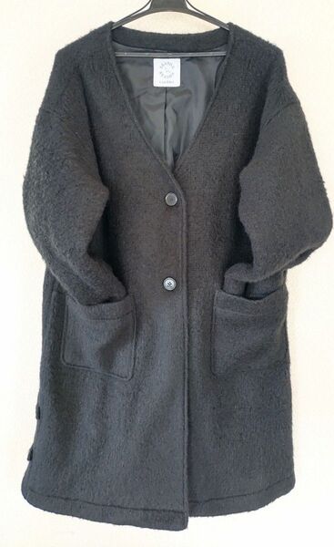 【SEASON REASON by Lin.&Red】しまむら ノーカラーコート BLK/サイズL レディース