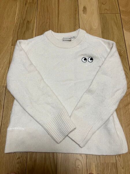 難あり ユニクロ ANYA HINDMARCH キッズ セーター ニット 白 160 小さめ