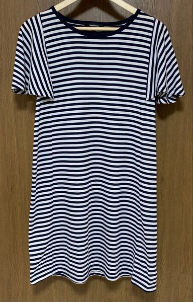 ワンピース チュニック 未使用 ボーダー 袖特徴あり 青 紺 白 春 夏 秋 シンプル Tシャツ 半袖 体型カバー