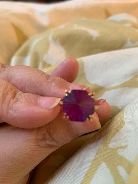 18K 明るく鮮やかなアメジストリング 指輪 アンティーク 金