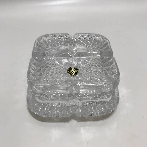 10cm×6cm HOYA ホヤクリスタル 保谷 ガラス 蓋付き 灰皿 小物入れ ジュエリー★K3072J
