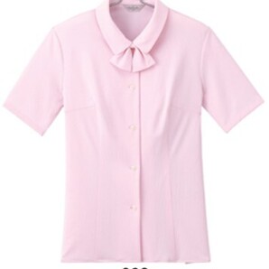 【新品】Hinack_15号_半袖ブラウス(38:ピンク)HCB2700/リボン付/ハイナック/かわいい会社事務服/おしゃれOL制服